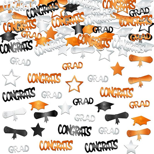 KatchOn, Congrats Grad Confetti 2025 - Pack of 1000 | Grad Decorations Class of 2025 | Graduation Confetti class of 2025 for Orange and Black, Graduation Decorations 2025