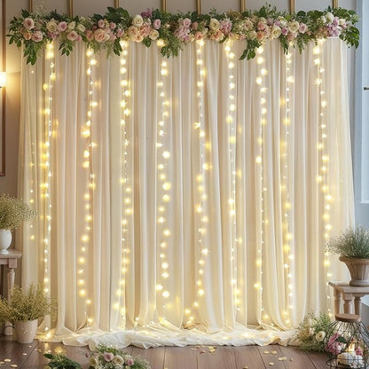 10x10 Beige Backdrop Curtain for Wedding Parties Wrinkle Free Beige Photo Curtains Backdrop Drapes Fabric Decoration for Baby Shower Photoshoot 5ft x 10ft,2 Panels