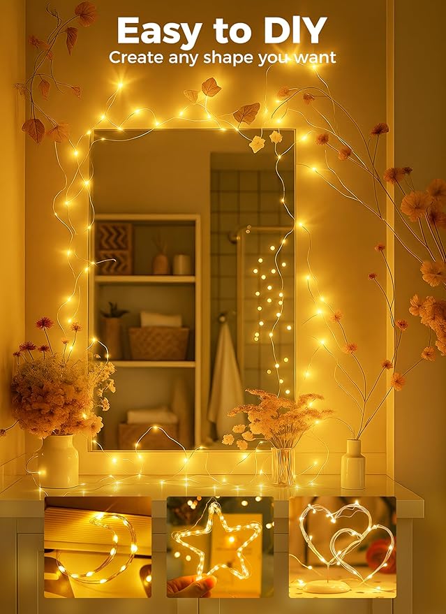 btfarm Fairy Lights Battery Operated with Timer, 12 Pack 3 Modes Twinkle String Light Indoor, 2M 20LED Waterproof Mini Bulk Lights Silver Wire for Mason Jars Christmas Bedroom Centerpiece, Warm White