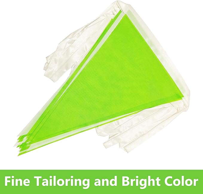 100 Ft White Green Pennant Banner Flag, 60 Pcs String Hanging DIY Bunting Flags for Party, School, Birthday, Wedding, Carnival, Celebrations, Outdoor and Indoor Decorations (White Green)