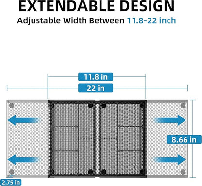 Marbrasse Expandable Desk Drawer Organizer, Mesh Drawer Organizer Tray with 10 Adjustable Compartments, Desk Organizers and Accessories for Office Supplies (Longer Expandable Drawer Organizer-B)