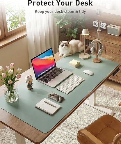 Aothia Faux Leather Desk Mat - Large Mouse Pad, Non-Slip PU Leather Blotter, Waterproof Writing Surface for Office and Home (Light Blue, 40" x 24")