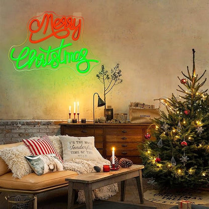 NOSUN Merry Christmas Neon Sign for Wall Decor Dimmable Merry Christmas Led Signs for Xmas Party Kids Bedroom Bar Pub Club Xmax Gift Decorations Bedroom Window Bar Club Shop Gift Decor
