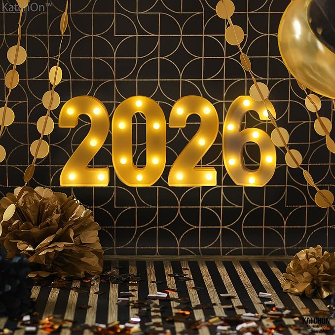 KatchOn, LED Light Up Numbers 2026-8.2 Inch, Light Up 2026 Sign | 2026 Number Light Up Sign for Happy Happy New Year Decorations 2026 | LED Happy New Year 2026 Sign