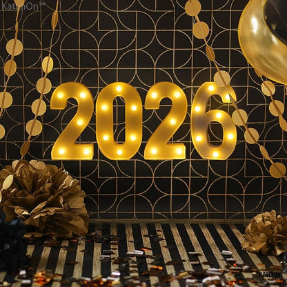 KatchOn, LED Light Up Numbers 2026-8.2 Inch, Light Up 2026 Sign | 2026 Number Light Up Sign for Happy Happy New Year Decorations 2026 | LED Happy New Year 2026 Sign