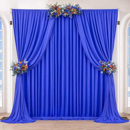 16 x 10ft Royal Blue Backdrop Curtains 4 Panels for Graduations Retirement Photo Backdrop Drapes No-Wrinkle Polyester Curtain Panels Soft Long Curtains Backdrop for Birthday Party Wedding Baby Shower