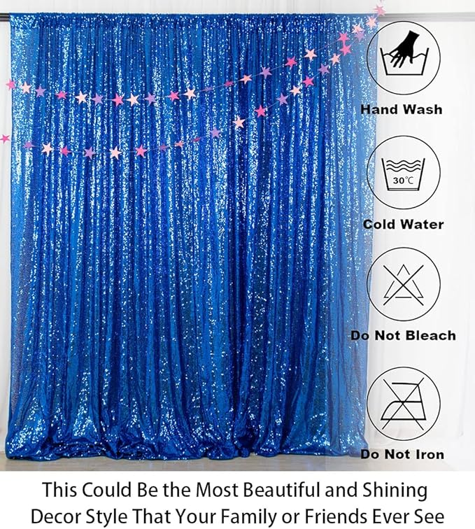 ShinyBeauty Royal Blue Sequin Backdrop - 10FTx10FT Sparkle & Glitter Photo Backdrop for Wedding, Baby Shower & Party