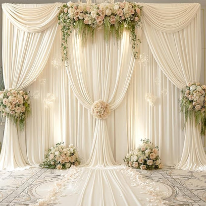 4 Panels Champagne Backdrop Curtain for Parties Wedding Baby Shower Wrinkle Free Photo Curtains Backdrop Drapes Fabric Decoration for Bridal Shower 20ft(W) x 10ft(H)