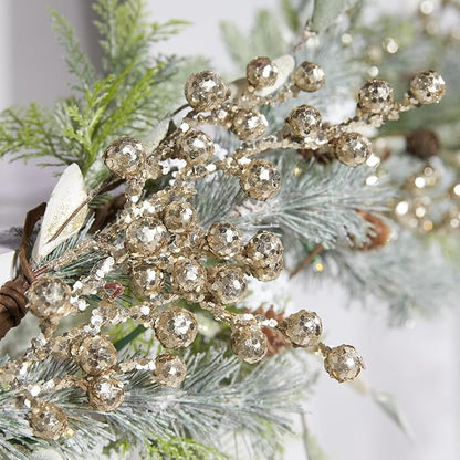 WBHome 6ft Mixed Snowy Norway Spruce & Pine Branch with Shimmy Berries Mantle Christmas Garland, Winter Flocked Garland for Christmas Holiday Seasonal Indoor/Outdoor Home Decor Mantle