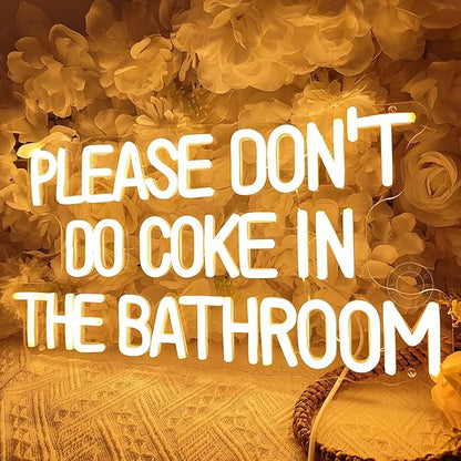 SYLHOME Please Don't Do Coke in the Bathroom Game Room Bedroom Bar Store Wall Decor Sign Birthday Christmas Party Backdrop Gifts USB 16.9"X9.2" Warm