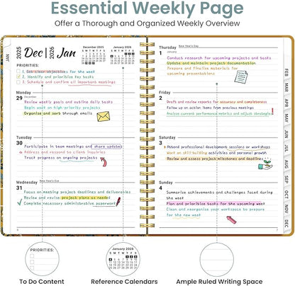 2026 Planner, Weekly and Monthly Planner for Women, Jan 2026 - Dec 2026 Pretty 2026 Calendar Planner with Monthly Tabs, Inner Pocket, Spiral Binding, Perfect for Office Home School - 6.3" x 8.5", Golden Grove