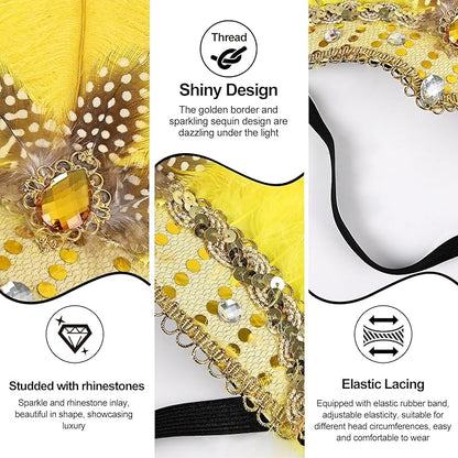 Women's Carnival Feather Headpieces Sequin Headdress for Wedding Masquerade Party Cosplay Feather Headbands
