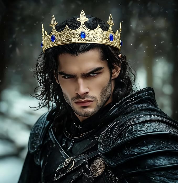King Crowns Metal Hair Band for Men Gold Crowns and Tiara for Theme Birthday Party Costume Accessories