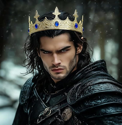 King Crowns Metal Hair Band for Men Gold Crowns and Tiara for Theme Birthday Party Costume Accessories