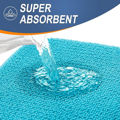 OLANLY Thick Memory Foam Bath Mat Rug 30x20, Extra Soft Absorbent Bathroom Rug, Quick Dry Bath Mats, Non-Slip, Machine Washable Carpet for Bathroom, Tub and Shower, Home Decor Accessories, Aqua Sky