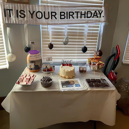 50 PCS It Is Your Birthday Banner Set, The Office Merchandise Vinyl Banner with Metal Hanging Grommets, Balloons, Paper Streamer and Tape for Birthday Party Supplies, Party Decorations