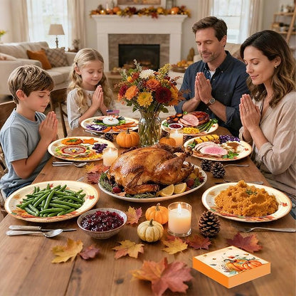 100Pcs Thanksgiving Oval Paper Plates and Napkins Set,10" x 12" Large Disposable Plates for Thanksgiving Party