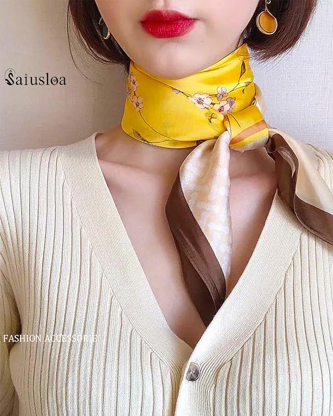 Neck Scarf For Womens Silky Head Scarves Hair Bandanas Square Scarf Fashion Accessories lightweight