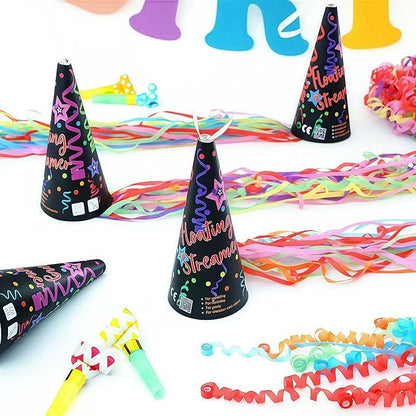 6Pcs Birthday Poppers No Mess Party Poppers Ice Cream Streamers Easy to Clean Handheld Streamers，Ideal for Birthday and Events