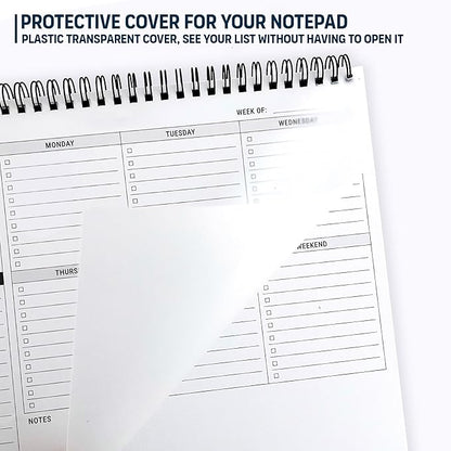 Of a Happy Kind Weekly To Do List Spiral Planner Pad - 8.5x11 52 Sheets - Desk Notepad with Multiple Sections - Undated Planning Notebook Checklist, Todo Agenda Plan