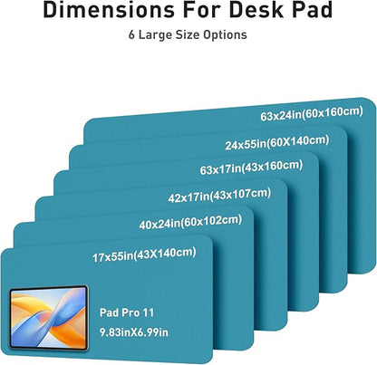 Aothia Faux Leather Desk Mat - Large Mouse Pad, Non-Slip PU Leather Blotter, Waterproof Writing Surface for Office and Home (Turquoise, 40" x 24")