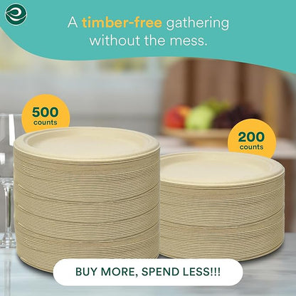 ECO SOUL Compostable Paper Plates 6 Inch (1000 Count) Plates for Thanksgiving Dessert, Heavy Duty, Eco-Friendly Sugarcane Bagasse Small Plates For Appetizer- Natural Brown