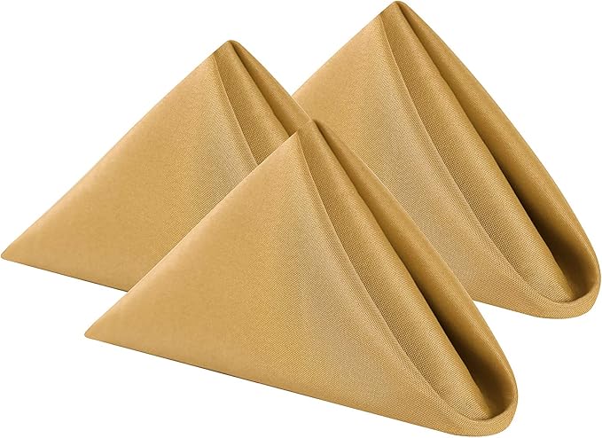Cloth Napkins 17x17 inch Washable Polyester Dinner Napkins Soft Table Napkins for Wedding Party Dining Banquet(Gold,50PCS)