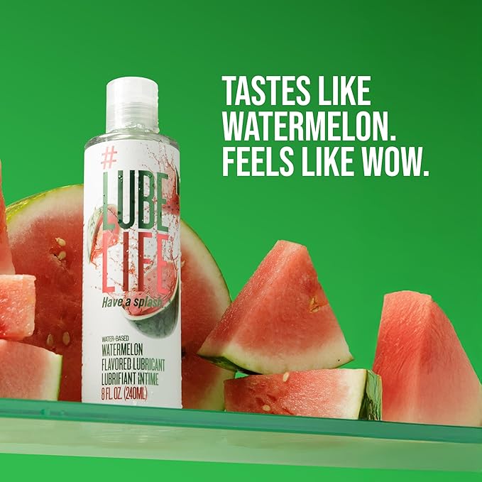LubeLife Water-Based Watermelon Flavored Lubricant, Personal Lube for Men, Women and Couples, Made Without Added Sugar, 8 Fl Oz