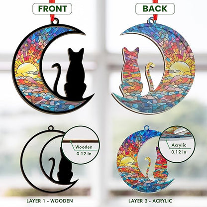 Christmas Ornaments Gifts for Cat Lovers - Double-Layered Christmas Ornament for Tree Decorations - Black Cat Lover Gifts for Women Men Friend, Xmas Birthday Gift for Pet Lovers Memorial Decor