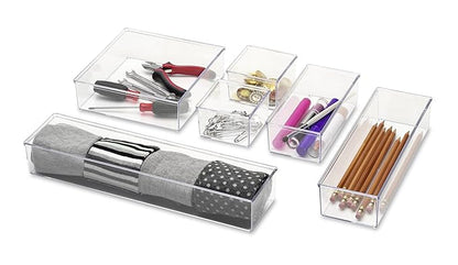 Whitmor Clear-Set Includes 6 Individual Pieces Modular Drawer Organizers, Set of 6