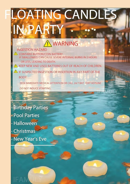 Floating Candles, 12 Packs 2.3 Inch Flameless LED Candle, 160+ Hour Battery Operated Waterproof Tealights for Wedding Centerpieces Marriage Proposals Pool Party Cylinder Vases Spa Christmas New Year