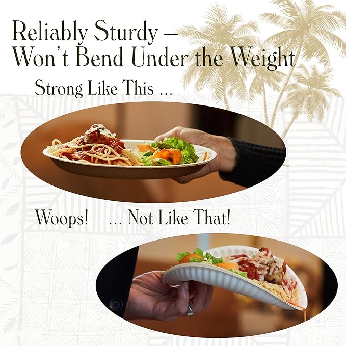 Disposable Palm Leaf Plates - 100 Pack - 6 Inch Square - Compostable & Biodegradable - Heavy Duty, Eco-Friendly, Microwave Safe - Like Bamboo Plates - Perfect for Events & Parties