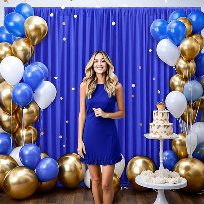 10 x 10ft Royal Blue Backdrop Curtains No-Wrinkle Party Curtains for Photo Backdrop Polyester Curtain Backdrop Soft Fabric for Retirement Birthday Wedding Baby Shower Events, 2 Panels 5 x 10ft