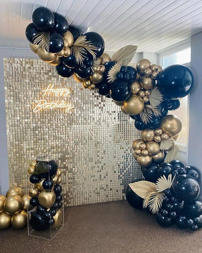 Shimmer Wall Backdrop Champagne Gold Sequin Wall Panel Backdrop Decor for Wedding, Anniversary, Birthday, Party, 36 Panels