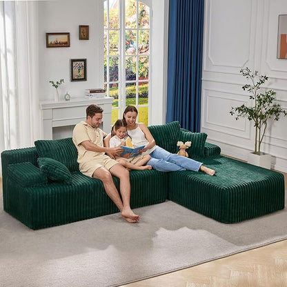 Hobestluk Modular Sectional Sofa Couches L-Shape Couch 3 Seat Modular Sofa Memory Foam Sectional Couches for Living Room, Cloud Couch with Oversized Chaise (108" Right Facing Chaise)