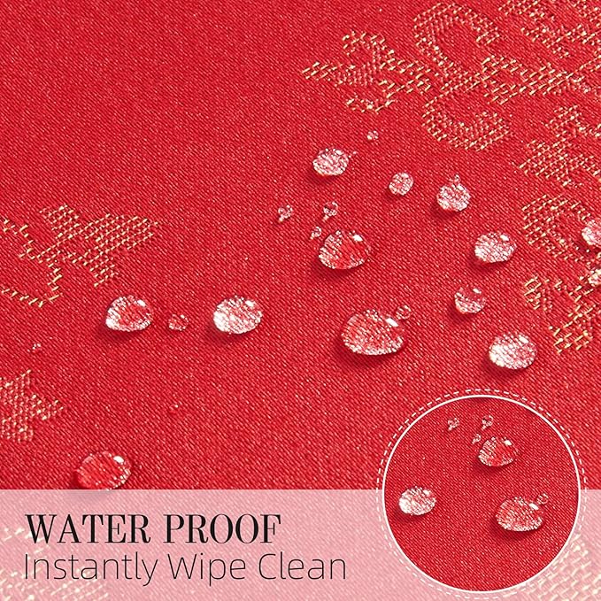 Cloth Napkins Set of 8–Square Jacquard Sparkling Metallic Snowflake Fabric Polyester Washable Reusable Cloth Napkins for Kitchen Dinner Dining Restaurant Wedding Table(Red Gold/17x17 Inch)