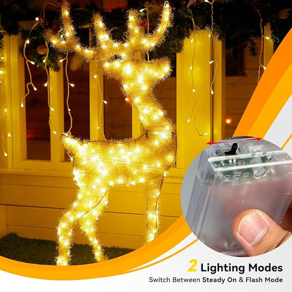 4 Pack 240LED Fairy Lights Battery Operated - 20FT Twinkle Lights with 2 Lighting Modes Indoor Outdoor, Waterproof Led Fairy String Light for Bedroom, Classroom, Dorm, DIY, Christmas Decor, Warm White