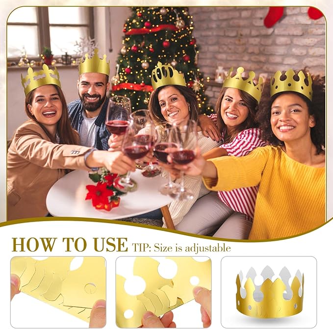 Crtiin 500 Pcs Gold Paper Crowns Birthday Party Bulk for Adults Classroom Students Hat Supplies Favors (Various Style)
