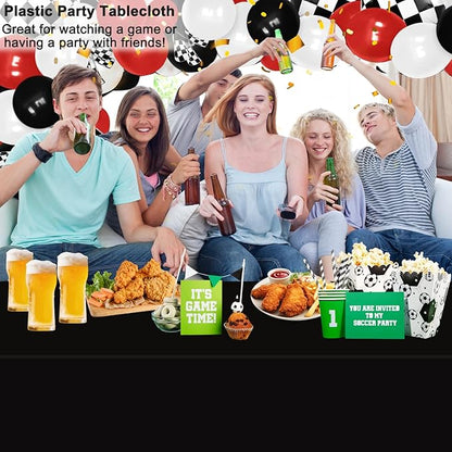 WNINK 6 Pack Black Tablecloths Disposable Table Covers 54" x 108" Table Cloths for BBQ Birthday Picnic Bridal Shower Engagement Wedding Plastic Table Cloths for Parties