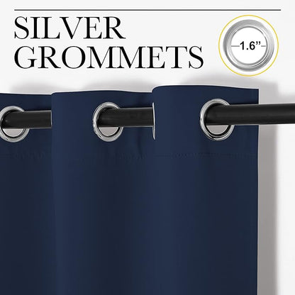 NICETOWN Window Drapes Long Curtains - Living Room Panels Grommet Top Window Treatment for Hall & Guest Room (Navy, 42 inches Wide x 95 inches Long, 2 Pieces)