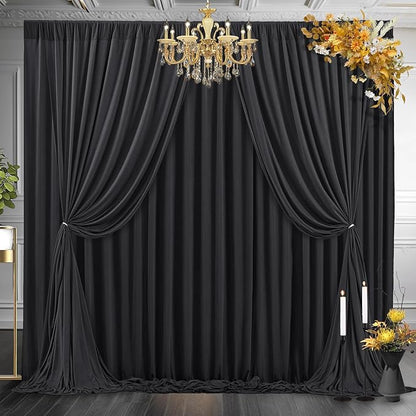 10 x 10 FT Black Backdrop Curtains for Parties, 10ft Long Curtains for Backdrop Wrinkle-Free Polyester Black Photo Drapes Soft Fabric with Rod Pockets for Birthday Wedding Ceremony Prom Events RIP