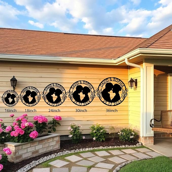 Personalized Home Decoration Metal Couples Name Sign,Valentine's Day Wedding gift bedroom decoration hangings Family Décor