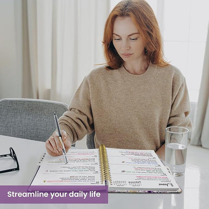 2026 Planner, Weekly and Monthly Planner for Women, Jan 2026 - Dec 2026 Pretty 2026 Calendar Planner with Monthly Tabs, Inner Pocket, Spiral Binding, Perfect for Office Home School - 8.5" x 11", Purple Blocks