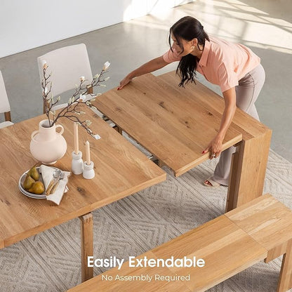 Transformer Table - Solid Wood Extendable Dining Table, Seats 2-12, Expandable Dining Room Table, Space-Saving Furniture, Expandable Dining Furniture, Natural (Table Only)