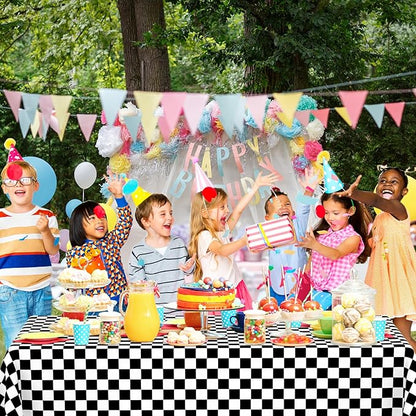 3 Pack Black and White Gingham Tablecloth Rectangular Buffalo Checkered Tablecloths Disposable Plastic Plaid Table Cover for Parties, Outdoor Picnic, Birthday, Wedding, Camping 54 × 108 Inch