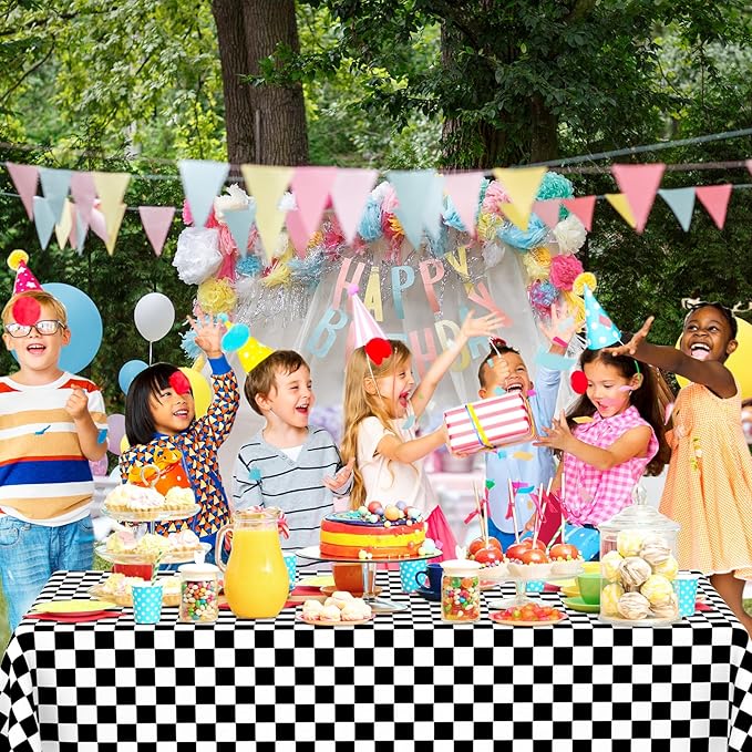 2 Pack Black and White Gingham Tablecloth Rectangular Buffalo Checkered Tablecloths Disposable Plastic Plaid Table Cover for Parties, Outdoor Picnic, Birthday, Wedding, Camping 54 × 108 Inch