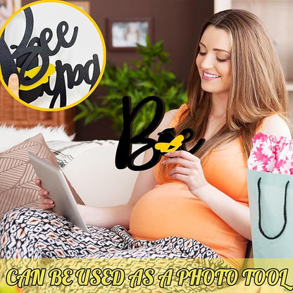 Wooden Baby Bee Gender Reveal Party Decorations Decal He or She What Will Baby Bee Babys Shower Signs for Backdrop Stickers Bumble Bees Theme Boy or Girl Letters for Balloon Arch Banner Supplies