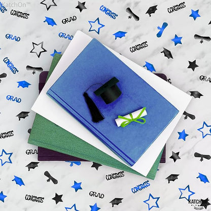 KatchOn, Shiny Blue and Black Congrats Grad Confetti 2025 - Pack of 1300 | Graduation Confetti Class of 2025 | Graduation Decorations 2025 | Class of 2025 Decorations