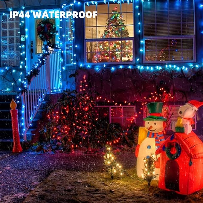 TW SHINE Red Christmas Lights, 400 LED 132FT Outdoor Christmas Lights Plug in with 8 Modes, Waterproof Light Outdoor Green Wire, Indoor Xmas Decorations for Party Yard House Decor