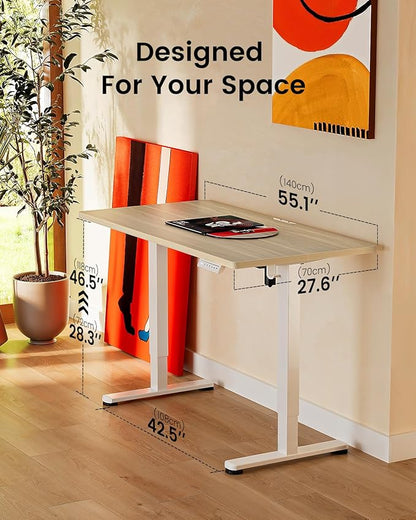 ErGear Height Adjustable Electric Standing Desk, 55 x 28 Inches Sit Stand up Desk, Memory Computer Home Office Desk, Natural